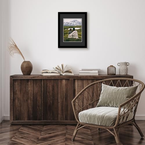 Americanflat 11x14 Picture Frame with Shatter-Resistant Glass - Use as 8x10 Picture Frame with Black Mat and White Trim or...