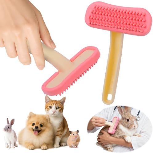 CLLGrocery Bunny Brush, Soft Silicone Small Animal Brush, Short Hair Dog Brush - Removes Loose Fur, Detangles & Massages f...