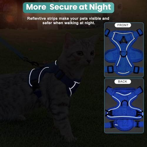 Tiagoboo Cat Harness and Leash Set,Escape Proof Adjustable Soft Lightweight Kittens Vest Harnesses with Reflective Strips ...