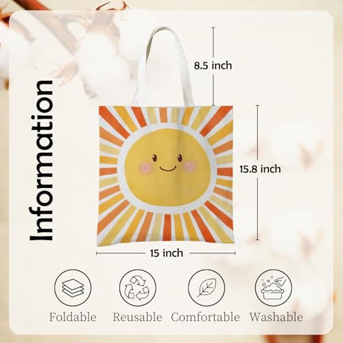 YRDBGHZDF Boho Sun Sunshine Tote Bag, Colorful Canvas Tote Bags, Reusable Grocery Shopping Bag