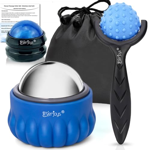Everjoys Massage Ball Roller Set– Ice Cold and Hot for Deep Tissue and Sore Muscle Relief of Stiffness and Stress, Body, N...