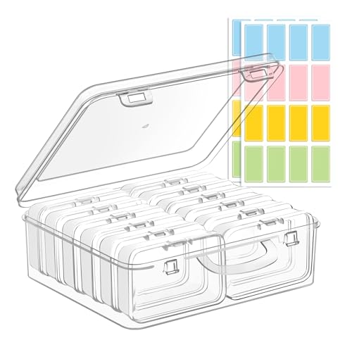 zoeynex Small Bead Organizers and Storage, 12 Clear Plastic Boxes with Hinged Lids, for Beads, Jewelry Making, Crafts, Har...
