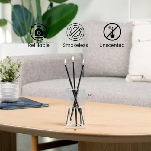 Craftmont Refillable Candle Set - Unscented Paraffin Oil Candles Set with Metal Candlesticks, Glass Vase & Steel Funnel - ...