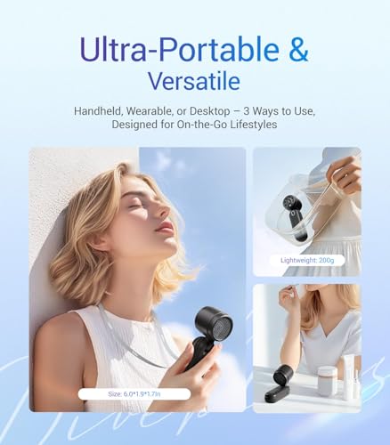 Diveblues Handheld Fan, 30ft/s Mini Portable Turbo Fan [12H Max Cooling], 4000mAh Personal Fan with LED Display, 3-in-1 Ha...