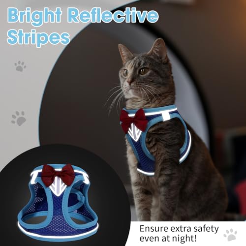 NCMAMA Cat Vest Harness and Leash Set for Walking Escape Proof, Adjustable Kitten Harness Breathable Mesh with Reflective ...