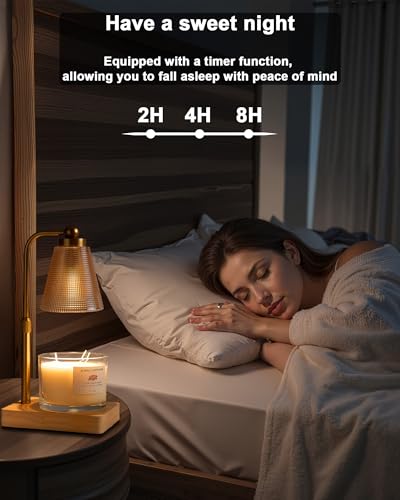 HONGZZI Candle Warmer Lamp - Electric Candle Warmer with Timer, Adjustable Height & Brightness, 2 Replacement Bulbs, 1-Yea...