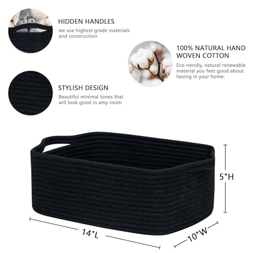 CubesLand Cute and Durable Small Cotton Rope Basket for Organizing, Woven Closet Storage Bin,Shelves Closet Storage Baske...