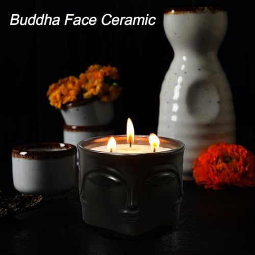 Strong Eucalyptus & Rosemary 3 Wick Black Large Candle, 20oz, Ceramic, Outdoor Scented Candles, 100% Soy, for Home Scente...