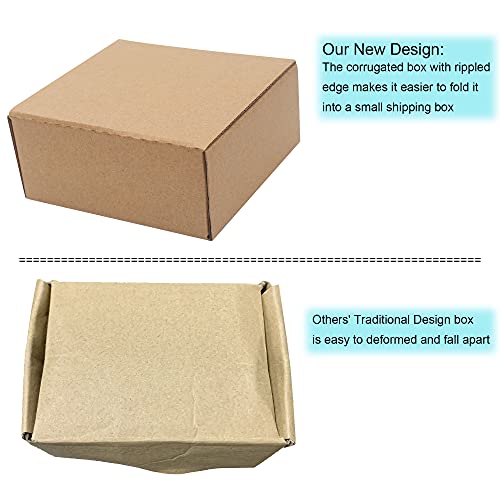 10 Pack Small Shipping Boxes 6x4x3'' Corrugated Small Cardboard Boxes for Shipping, Recyclable Packaging Boxes for Busines...