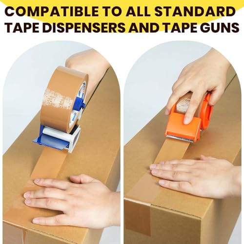 ADHES Brown Packing Tape with Dispenser, 1.88 Inch x 55 Yards, 6 Rolls Heavy Duty Shipping Tape for Moving Boxes, Packagin...