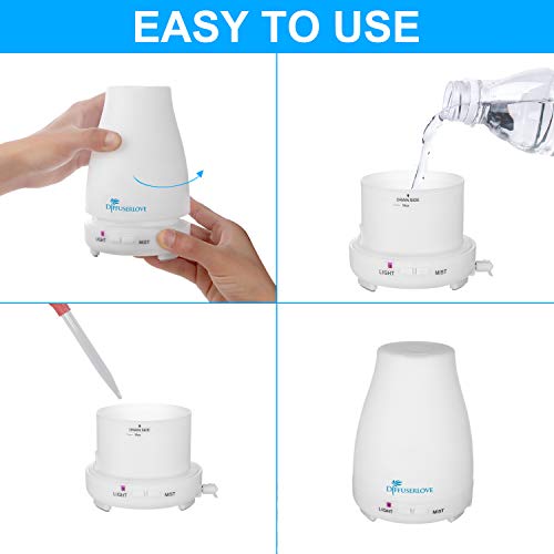 Diffuserlove Essential Oil Diffusers 200ML Remote Control Ultrasonic Mist Humidifiers BPA-Free Aromatherapy Diffuser with ...