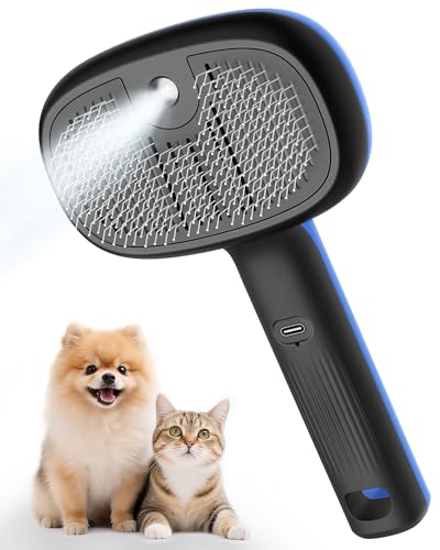 Gleedeal Steam Brush for Dogs and Cats,Dog and Cat Hair Brush for Shedding and Grooming with Electronic Mist Spray,Pet Ste...