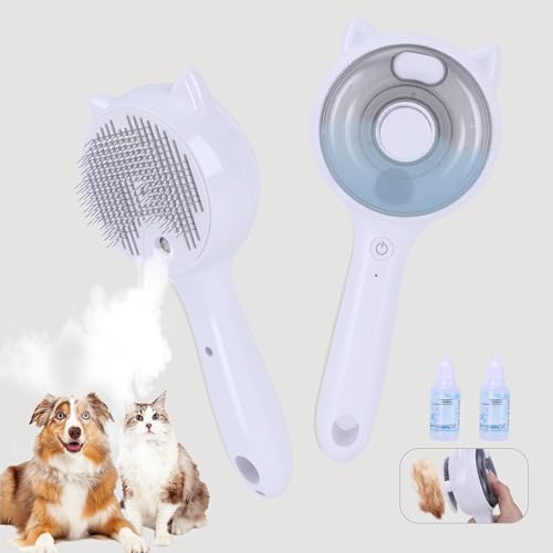 Pet Steam Brush for Cats & Dogs ，3-in-1 Pet Grooming Comb，Reduces Shedding, Soft Bristles, Promotes Healthy Coat-Comes - I...