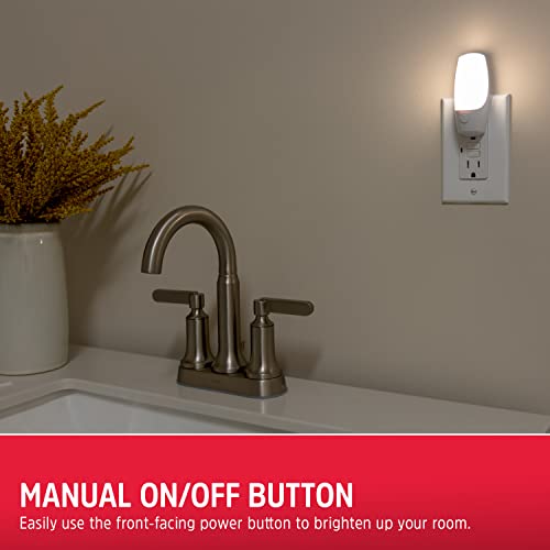 Energizer Manual On/Off LED Night Light Plug-in, Push Button, Compact, Contemporary, for Bedroom, Livingroom, Hallway, Bat...