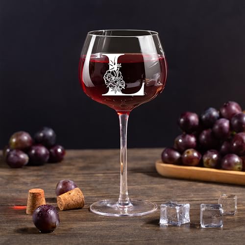 Personalized Gifts for Women - Monogrammed A-Z Wine Glass Customized Gifts, Unique Birthday Gifts for Women, Christmas Bas...