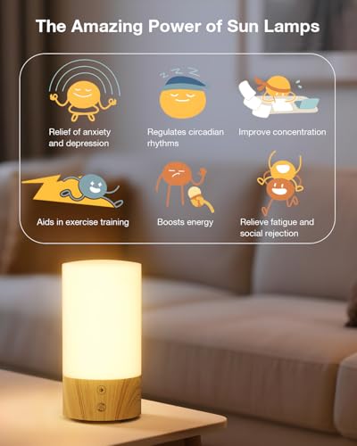 Geecent Light Therapy Lamp 10000 Lux Sun Lamp, UV-Free with 3 Color Temperatures, 4 Brightness & Timer, Remote Control, Su...