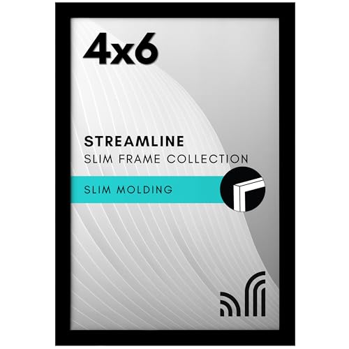 Americanflat 4x6 Picture Frame with Shatter-Resistant Glass - Streamline Collection - Thin Border Photo Frame for Tabletop...