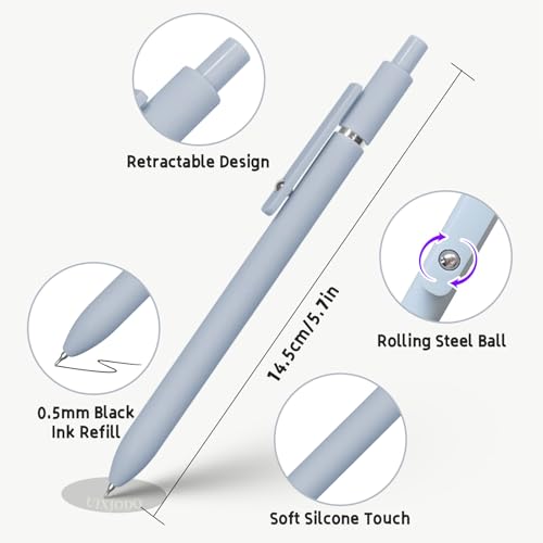 UIXJODO Gel Pens, 5 Pcs 0.5mm Black Ink Pens Fine Point Smooth Writing Pens, High-End Series Pens for Journaling Note Taki...
