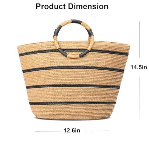 TOFUNTOY Beach Bags for Women Straw Tote Bag Summer Beach Bag Large Woven Straw Tote for Vacation Holiday