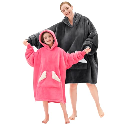 Touchat Wearable Blanket Hoodie, Oversized Sherpa Fleece Sweatshirt Blanket with Giant Hood Pocket and Sleeves for Adult, ...