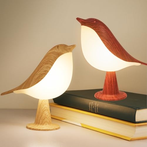Deogos 2 Cute Bird Lamps Combo,Small Bedside Lamps with 3 Color Temperature and Adjustable Brightness,Rechargeable Cordles...