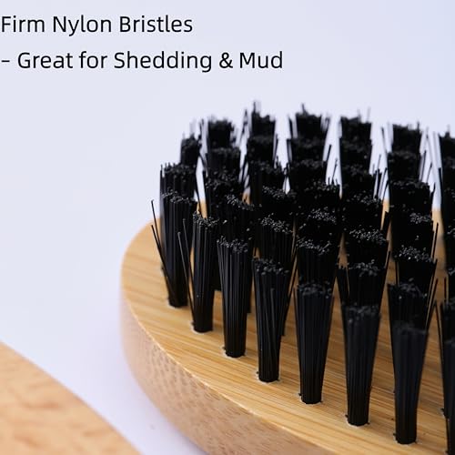 Goat Brushes for Grooming 2 Pack, Wooden Livestock Brush Set for Goats, Sheep, Calves, Horses, Dogs and Pigs, Soft Boar Br...