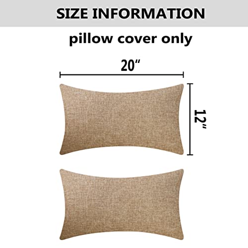 Home Brilliant Decor Linen Textured Oblong Cushion Cover Decorative Throw Pillow Cover for Sofa, 30cm x 50cm, 2 Pack, Natu...
