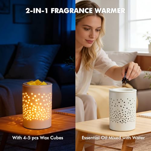 Bobolyn Ceramic Electric Wax Melt Warmer Candle Warmer Lamp Melt Wax Cube Melter Fragrance Warmer- Ideal Gift for Wedding,...