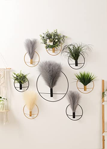 Pretty Jolly Boho Wall Decor, Wall-Mounted Metal Art, Hanging Artificial Pampas Display, Living Room, Bedroom, Bathroom, D...