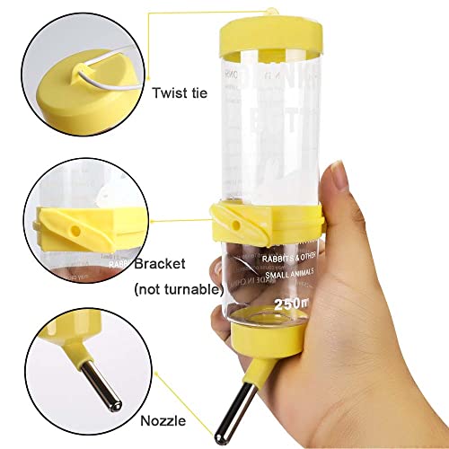 2PCS 8.45 oz No Drip Small Animal Water Bottle, Cage Water Bottles for Small Pet/Bunny/Ferret/Hamster/Guinea Pig/Rabbit