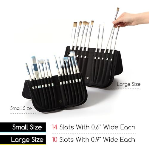 MEEDEN Paint Brush Holder, 11.5 X 10 Inch Zippered Painting Brush Case, Organization and Storage Bag for Artist Paint Brus...