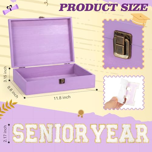 Novabright 50 Pcs 2026 DIY Senior Year Graduation Keepsake Box Kit Large Wooden Memory Box with 3D Butterfly, Flowers, Gli...