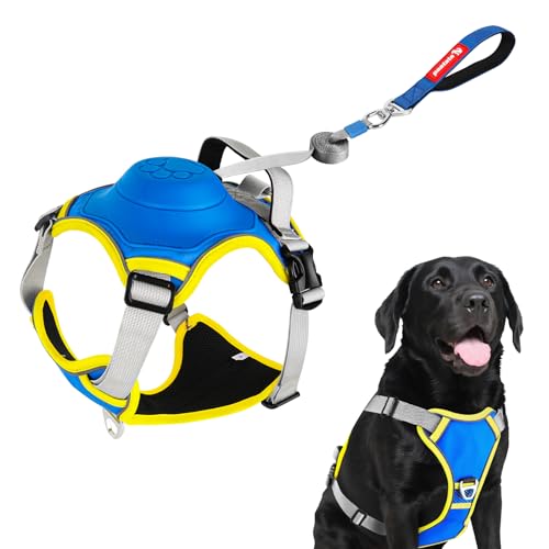 paatata No Pull Dog Harness, 2 in 1 Retractable Harness with Auto-Lock, Reflective Breathable Mesh and Handle, Adjustable ...