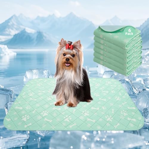 Homimp Self-Cooling Mat for Dogs,6 Pack Washable Cooling Mat & Sleeping Pad,Reusable Waterproof Dog Pee Pads,Non-Toxic,No...