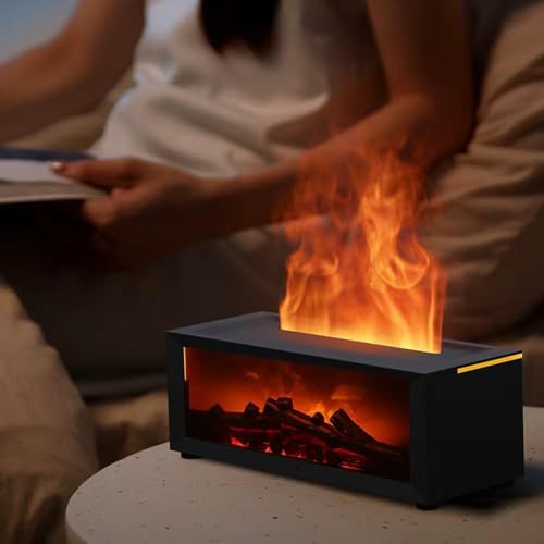 Fireplace Aroma Diffuser Humidifier, 7 Color Changing Essential Oil Diffuser with Realistic Flame Effect, Ultrasonic Quiet...