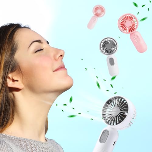 Rossesay 6 Pcs Mini Portable Fan Bulk Cute Handheld Lightweight Small Little Personal Hand Eyelash Fan 3 Speeds USB Rechar...