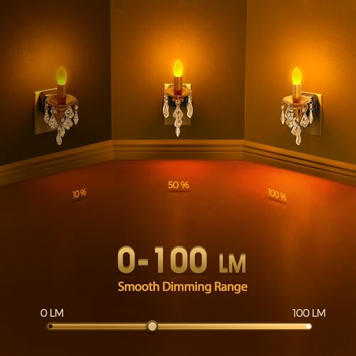 Briignite Candle Night Lights Plug into Wall, LED Amber Night Light with Dusk to Dawn Sensor, 0-100LM Dimmable, Decorative...