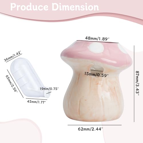 Saim Hamster Water Bottle with Mushroom Ceramic Stand - Automatic Water Dispenser for Small Animals,Chew Proof Gerbil Wate...