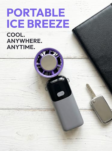 Cyromark Handheld Portable Fan with Ice Cooler - Rechargeable Personal Fan Portable Fast Cooling, Mini Turbo Pocket Fan fo...