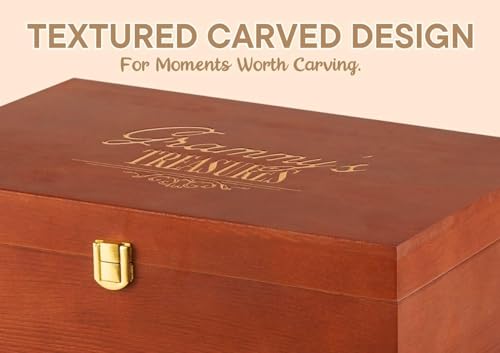 InnoBeta Grammy Gifts for Grandma, Large Keepsake Boxes with Lid, Wooden Storage Boxes, Decorative Organizer with Lid for ...