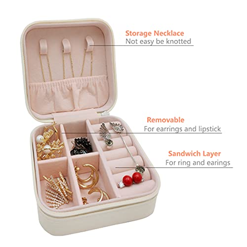 TRODANCE Mini Jewelry Case, Small Travel Jewelry Organizer, Portable Jewelry Box Storage Display Box For Rings, Earrings, ...