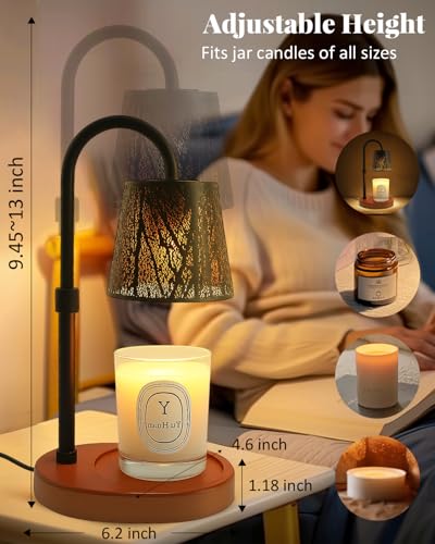Black Candle Warmer Lamp with Timer Dimmer Adjustable Height for All Size Jar Candles, Birthday Gifts for Women Mom,Tree C...