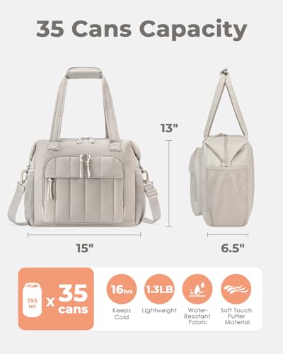 Puffer Cooler Bag 35 Cans Insulated Soft Cooler for Women Lightweight Ice Chest Leakproof & Portable Lunch Coolers for Pic...