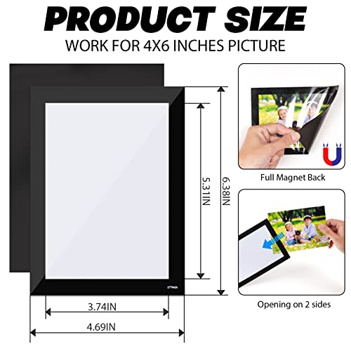 STTMGN Magnetic Picture Frames with Black Border(4"X6",10 Pack),Magnet Photo Frame Pockets/Postcard Holder,Decorations for...