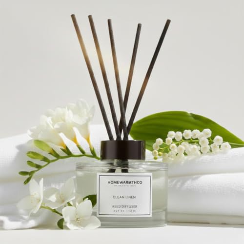 Clean Linen Reed Diffuser Set - Luxury Fragrance Reed Diffusers for Home. Office, Bathroom, Kitchen and Home Decor - Long-...