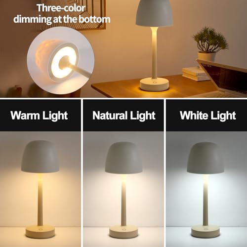 RGB Ocean Wave Projector Table Lamp, USB Rechargeable Cordless Night Light with Remote Control, Dimmable Touch Desk Lamp f...