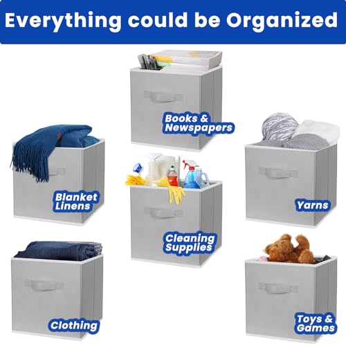 Criusia Storage Cubes, 11 Inch Cube Storage Bins for Shelves (10 Pack), Fabric Collapsible Storage Bins with Dual Handles,...