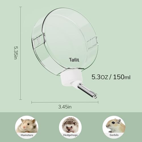 Tafit Small Animal Water Bottle, No-Drip Rollerball, Hanging, 5.3 oz, 150ml, for Hamsters, Mice, Rats, Gerbils