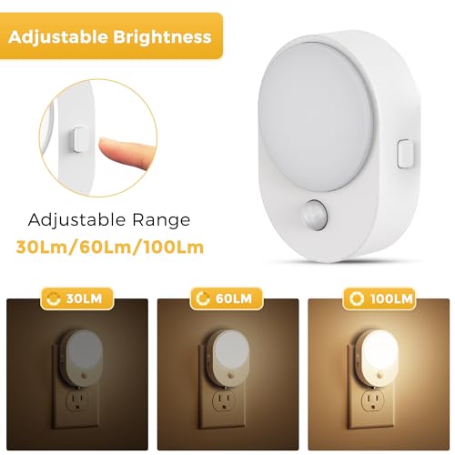 L LOHAS LED Motion Sensor Night Light,[2-PACK] Night Lights Plug into Wall,Motion Sensor and Dusk to Dawn Sensor,3000K Sof...