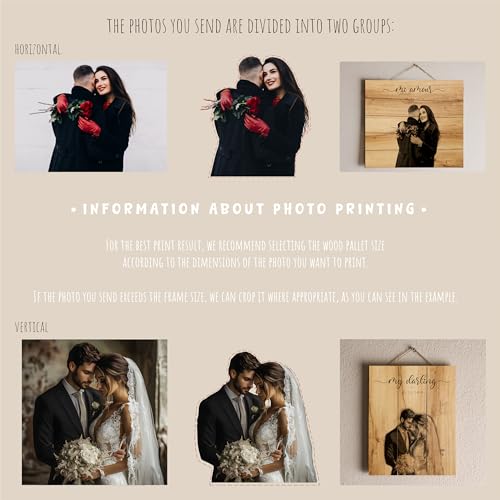 hun concept Personalized Wooden Photo Print from Your Picture, Custom Rustic Wall Art for Couples, Engraved Wood Picture P...